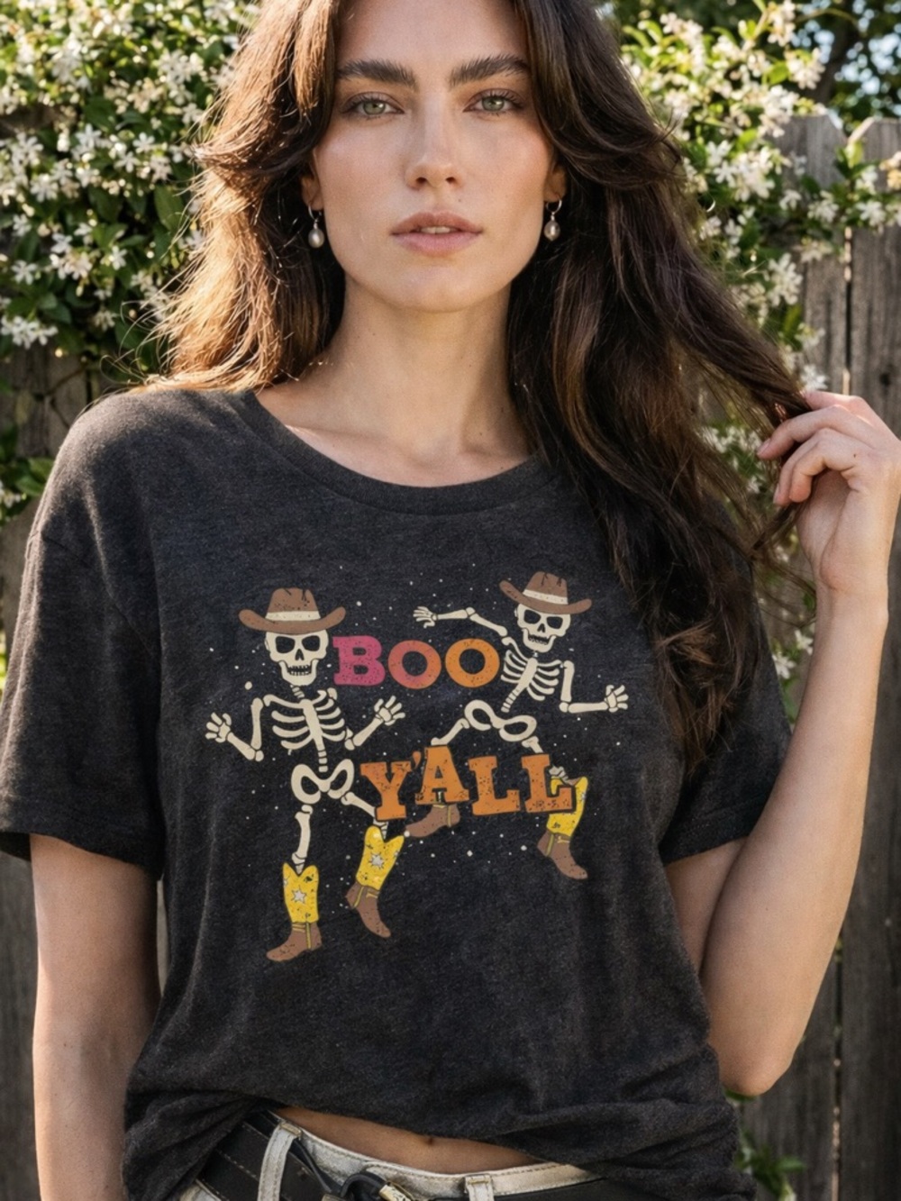 NWOT Boutique Western "Boo Y'all" Dancing Skeleton Tee - Small
